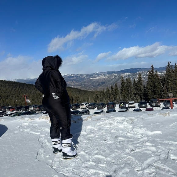 ASOS Plus Size Black Snowsuit w/ Fur Hood - Picture 2 of 5